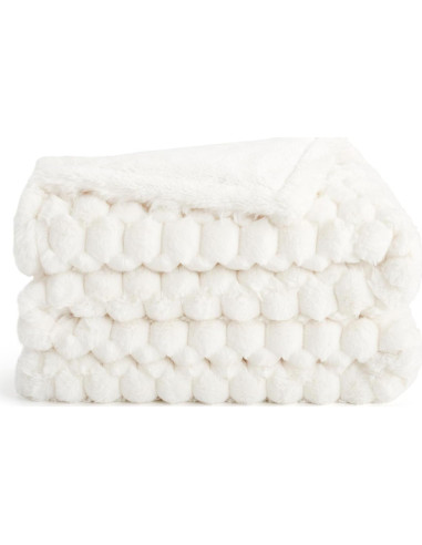 Manta de Piel Sintética Aston & Arden 178x127 cm Marfil Cottontail