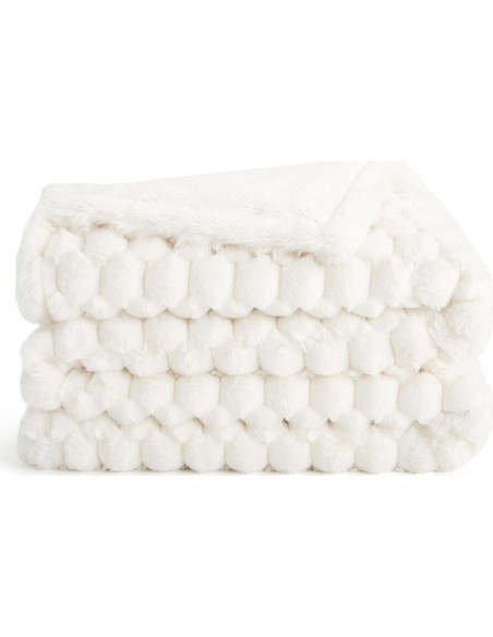 Manta de Piel Sintética Aston & Arden 178x127 cm Marfil Cottontail