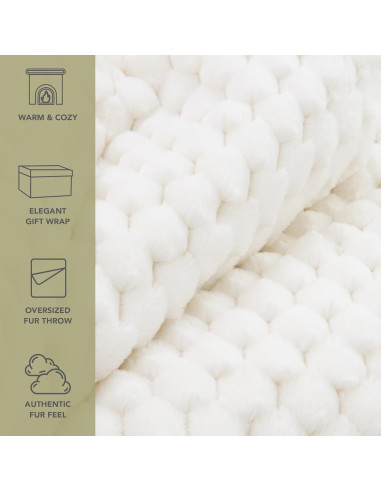 Manta de Piel Sintética Aston & Arden 178x127 cm Marfil Cottontail