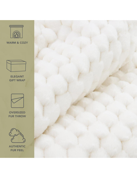 Manta de Piel Sintética Aston & Arden 178x127 cm Marfil Cottontail