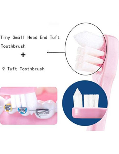 4 Cepillos de Dientes Ortodónticos Wisdom Tuft Cabeza Pequeña