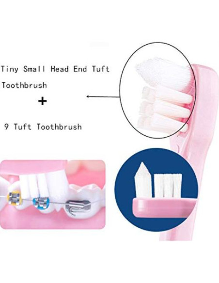 4 Cepillos de Dientes Ortodónticos Wisdom Tuft Cabeza Pequeña