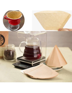 Filtros de café en cono iHMeiju 200 piezas 2-6 tazas marrón 2