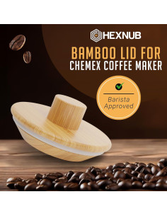 Tapa de Bambú HEXNUB para Cafetera Chemex y Bodum 9 cm 2