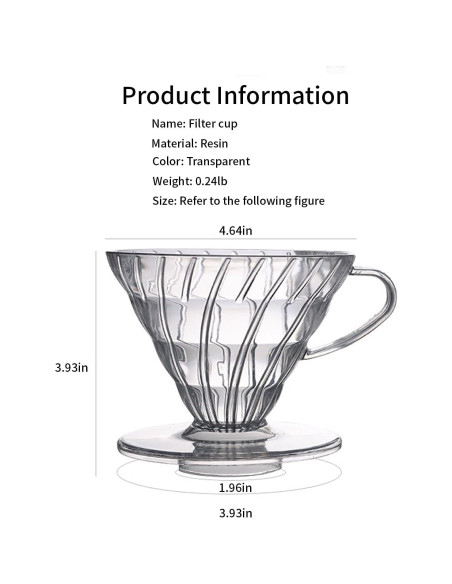 Cafetera de Goteo Marirao Cerámica Manual 1 Taza Transparente