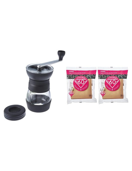 Molinillo de Café Manual Hario Skerton Pro + 200 Filtros V60