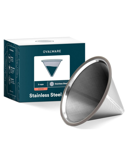 Filtro de café de acero inoxidable Ovalware - Dripper reutilizable