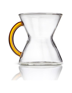Taza de Vidrio Chemex 10 oz con Mango Color Oro - Soplada a Mano