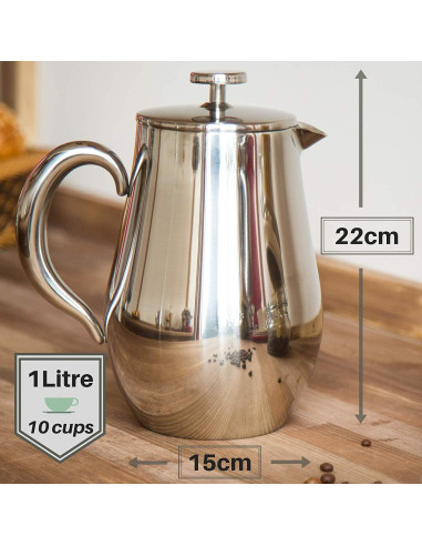 Cafetera Prensa Francesa VeoHome 1L Acero Inoxidable Irrompible