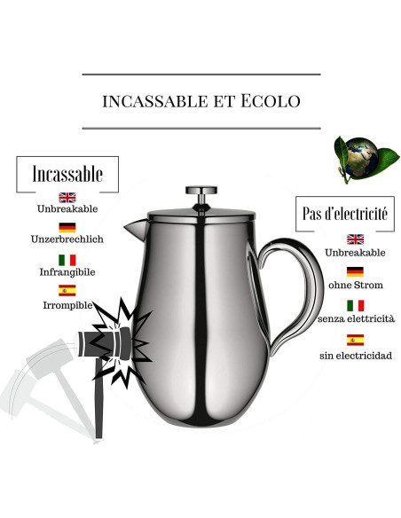 Cafetera Prensa Francesa VeoHome 1L Acero Inoxidable Irrompible