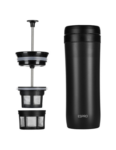 Cafetera Francesa de Viaje ESPRO P1 345g Acero Inoxidable Aislada
