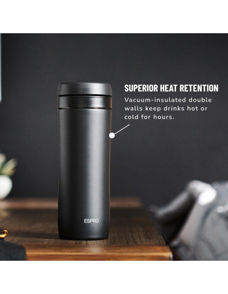 Cafetera Francesa de Viaje ESPRO P1 345g Acero Inoxidable Aislada