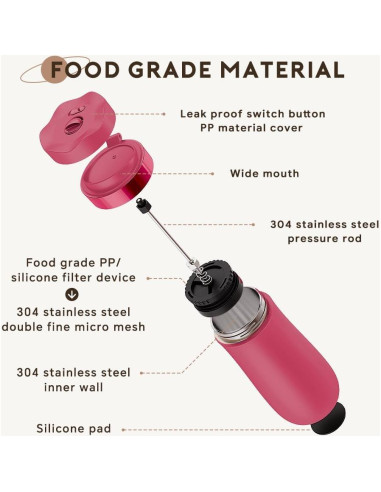 Prensa Francesa de Café Portátil BENFUCHEN 12oz Acero Inoxidable