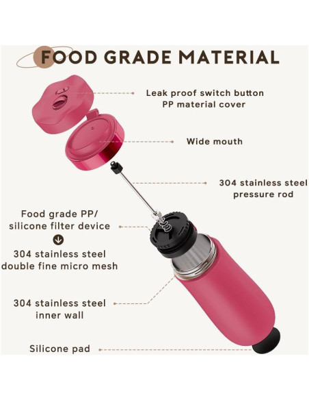 Prensa Francesa de Café Portátil BENFUCHEN 12oz Acero Inoxidable