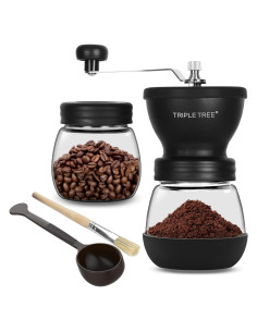 Molino de café manual Zaboro con muelas de cerámica y frascos