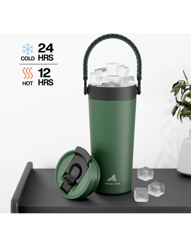 Taza de Café Aislada 24 oz POWCAN con Tapa 2-en-1 y Asa