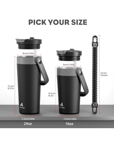 Taza de Café Aislada 24 oz POWCAN con Tapa 2-en-1 y Asa