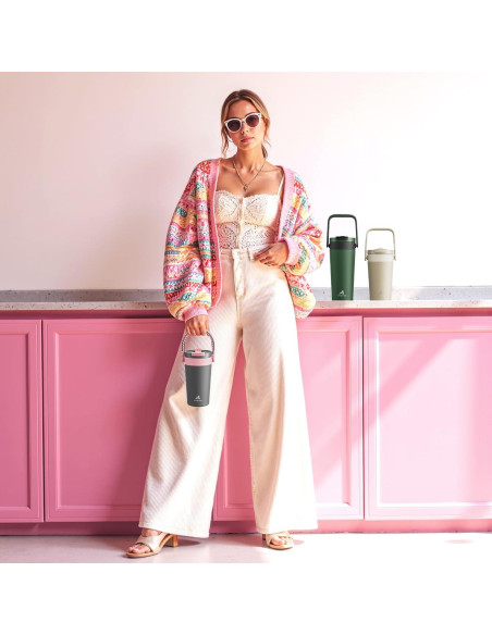 Taza de Café Aislada 24 oz POWCAN con Tapa 2-en-1 y Asa