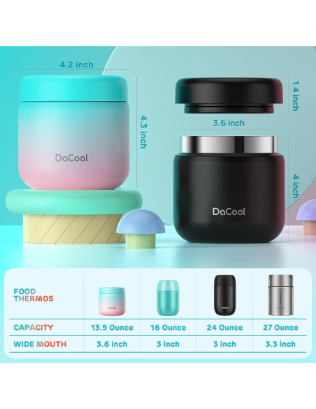 Termo de Comida Aislado DaCool para Niños 400ml - 2 Piezas