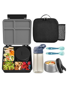 Caja de Almuerzo Pawtong con Termo Aislado 8oz y 4 Compartimentos