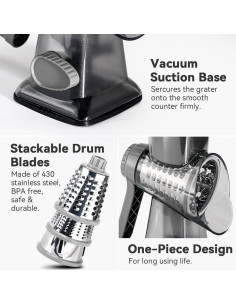 Rallador de Queso Rotatorio Damansara 3 Cuchillas Intercambiables 2