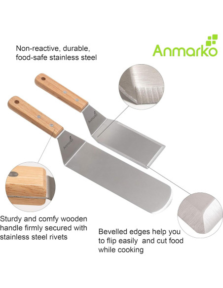 Juego de Espátulas de Acero Inoxidable Anmarko - 2 Piezas