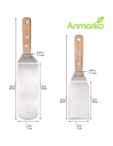 Juego de Espátulas de Acero Inoxidable Anmarko - 2 Piezas