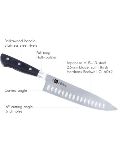 Cuchillo de Chef Fortune Candy 20.3 cm Acero AUS-10 Pakkawood