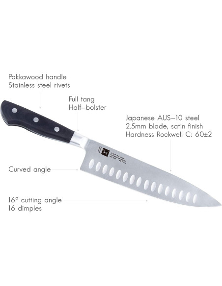 Cuchillo de Chef Fortune Candy 20.3 cm Acero AUS-10 Pakkawood