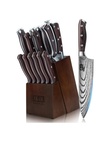 Juego de cuchillos SHAN ZU 16 piezas acero japonés ultra afilado