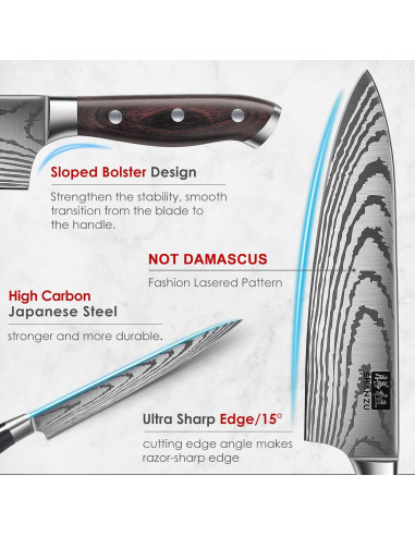 Juego de cuchillos SHAN ZU 16 piezas acero japonés ultra afilado