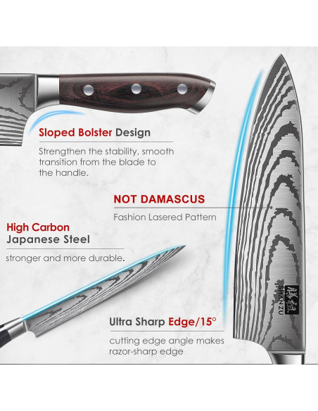 Juego de cuchillos SHAN ZU 16 piezas acero japonés ultra afilado