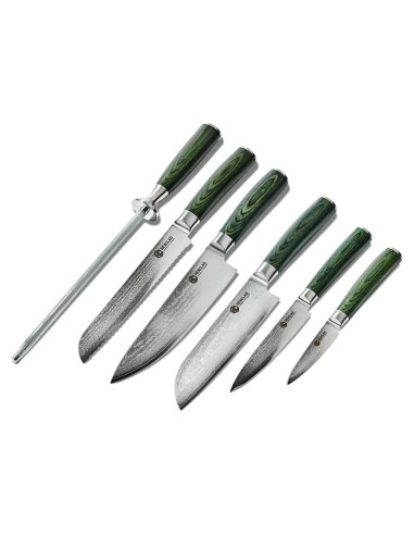 Juego de cuchillos HexClad 6 piezas acero japonés Damascus
