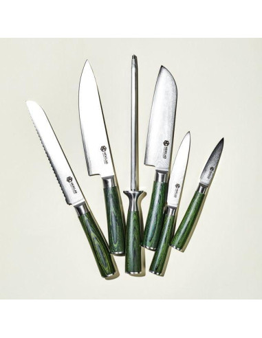 Juego de cuchillos HexClad 6 piezas acero japonés Damascus