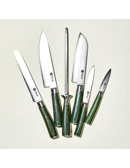 Juego de cuchillos HexClad 6 piezas acero japonés Damascus