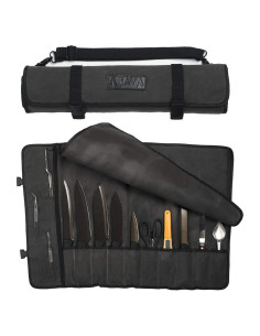 Bolsa de Cuchillos Asaya Gris - Lona 10 Espacios 12.7x45.7cm