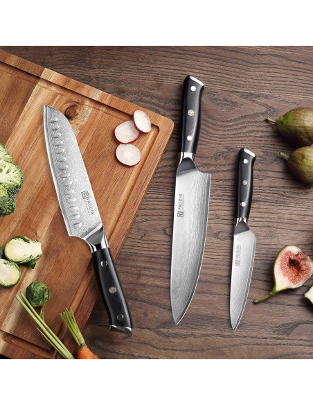 Juego de cuchillos PAUDIN Damascus 3 PCS - Acero VG10 Japonés Juego de cuchillos PAUDIN Damascus 3 PCS - Acero VG10 Japonés