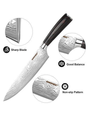 Cuchillo de Chef Japonés Anshee 20.3 cm Acero Inoxidable