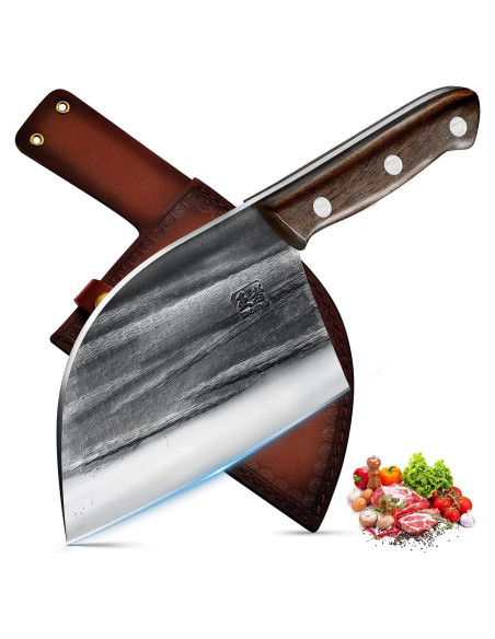 Cuchillo de Chef Forjado ENOKING 17 cm Acero Carbono Mango Madera