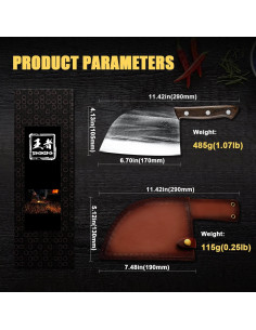 Cuchillo de Chef Forjado ENOKING 17 cm Acero Carbono Mango Madera 2