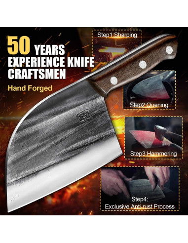 Cuchillo de Chef Forjado ENOKING 17 cm Acero Carbono Mango Madera