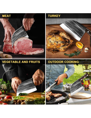 Cuchillo de Chef Forjado ENOKING 17 cm Acero Carbono Mango Madera