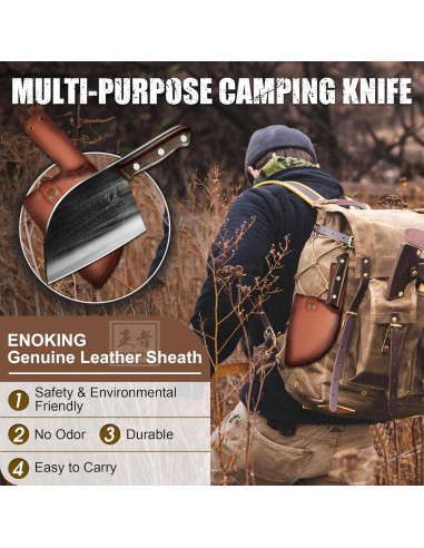 Cuchillo de Chef Forjado ENOKING 17 cm Acero Carbono Mango Madera