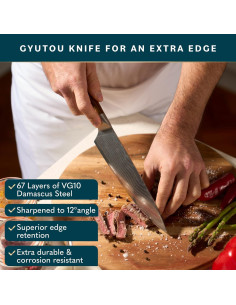 Cuchillo de Chef Japonés Home Hero 20.32 cm Acero Damasco VG10 2