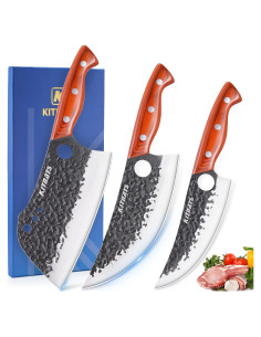 Juego de 3 cuchillos de carnicero KITNATS forjados a mano