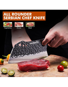 Juego de 3 cuchillos de carnicero KITNATS forjados a mano 2