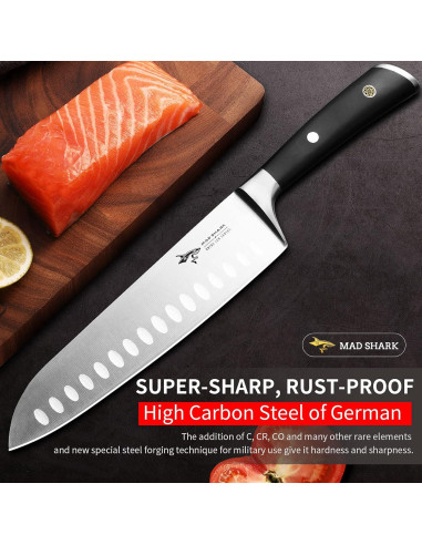 Cuchillo Santoku MAD SHARK 20.32 cm Acero Inoxidable Afilado