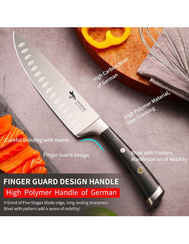 Cuchillo Santoku MAD SHARK 20.32 cm Acero Inoxidable Afilado