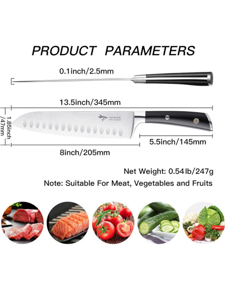 Cuchillo Santoku MAD SHARK 20.32 cm Acero Inoxidable Afilado