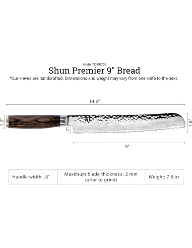 Cuchillo de Pan Shun Premier 22.86 cm Serrado Acero Inoxidable